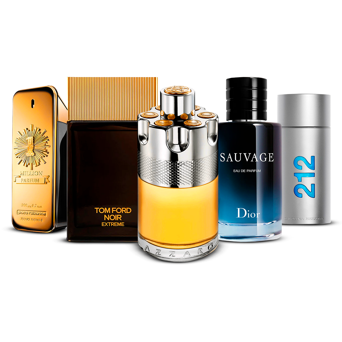 Zestaw 5 Perfum – 1 Million, Tom Ford Noir Extrême, Azzaro Wanted, Sauvage i 212 Men [100 ml każdy]
