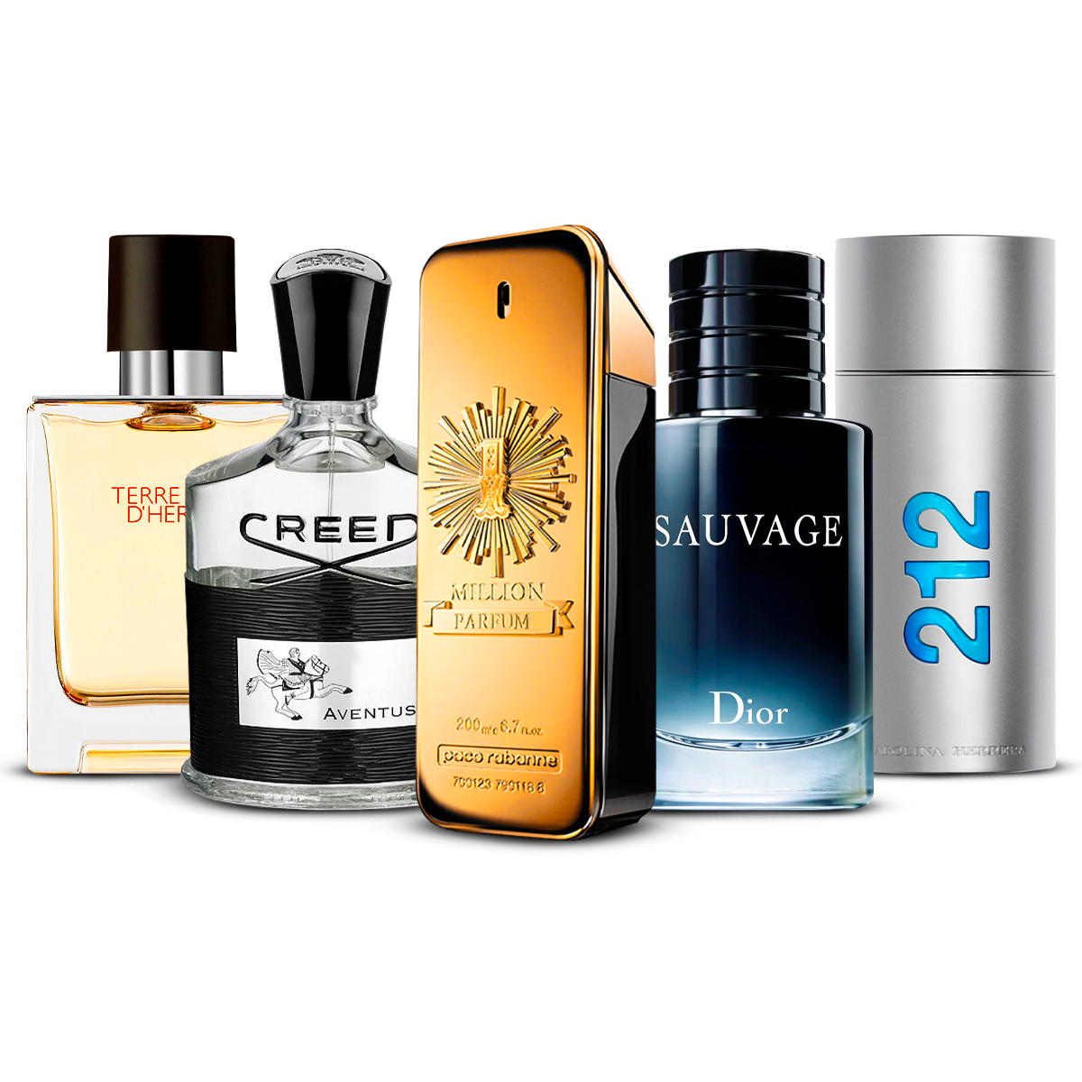 Zestaw 5 Perfum – Terre d'Hermès, Creed Aventus, 1 Million, Sauvage i 212 Men [100 ml każdy]